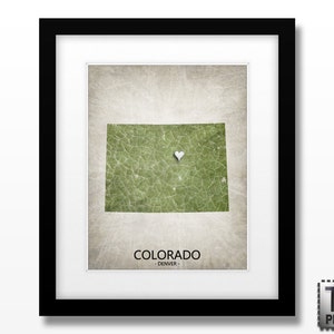 Colorado State Silhouette Map Art Print Home Town Love Original Custom Map Art Print Available in Multiple Size and Color Options image 1