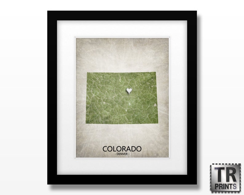 Colorado State Silhouette Map Art Print Home Town Love Original Custom Map Art Print Available in Multiple Size and Color Options image 1