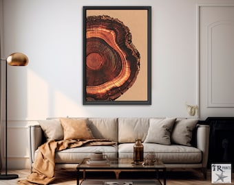 Mahogany Tree Ring Cross Section Art Print - Nature-Inspired Design in Canvas or Matte Print & Framed Options