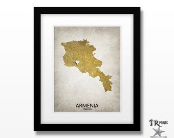 Armenia Map Art Print - Home Is Where The Heart Is Love Map - Original Custom Map Art Print Available in Multiple Size and Color Options