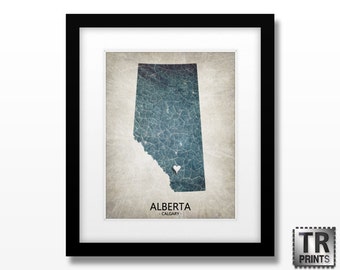 Alberta Canada Map Print - Home Is Where The Heart Is Love Map - Original Custom Map Print Available in Multiple Sizes & Color options