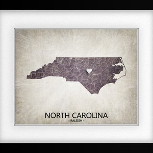 North Carolina State Map Choose your City & Color Original Custom Map Art Print Available in Multiple Size and Color Options image 2