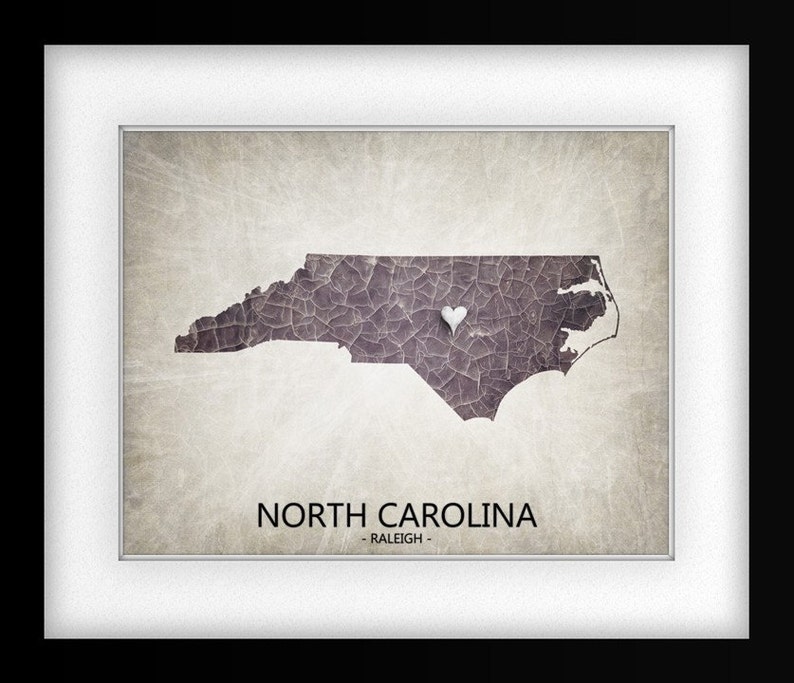 North Carolina State Map Choose your City & Color Original Custom Map Art Print Available in Multiple Size and Color Options image 2