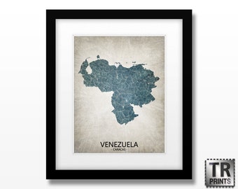 Venezuela Map Art Print - Home Is Where The Heart Is Love Map - Original Custom Map Art Print Available in Multiple Size and Color Options