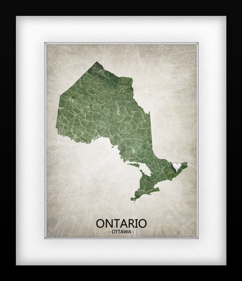 Ontario Canada Map Print Home Is Where The Heart Is Love Map Original Custom Map Art Print Available in Multiple Sizes & Color options image 2