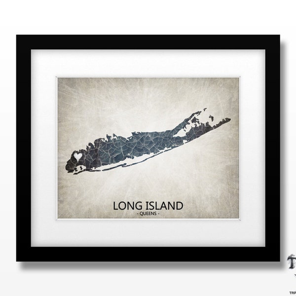 Long Island NY Map Art - Choose your City & Color - Original Custom Map Art Print Available in Multiple Size and Color Options
