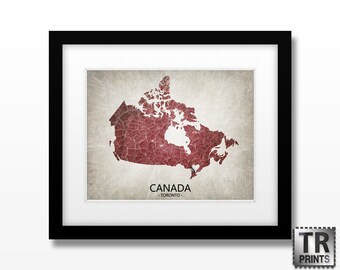 Canada Country Map Print - Home Is Where The Heart Is Love Map - Original Custom Map Art Print Available in Multiple Size and Color Options