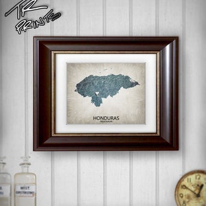 Honduras Map Art Print Home Is Where The Heart Is Love Map Original Custom Map Art Print Available in Multiple Sizes image 3