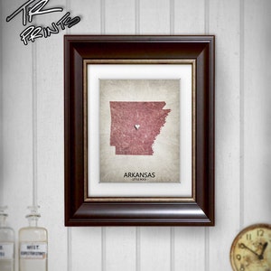 Arkansas State Map Home Is Where The Heart Is Home Town Love Original Custom Art Print Available in Multiple Size and Color Options image 3