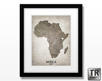 Africa Map Print - Home Is Where The Heart Is Love Map - Original Custom Map Art Print Available in Multiple Size and Color Options