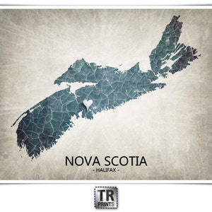 Nova Scotia Canada Map Print Home Is Where The Heart Is Love Map Original Personalized Map Print in Multiple Sizes & Colors image 2