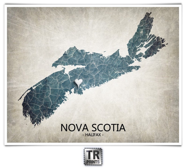Nova Scotia Canada Map Print Home Is Where The Heart Is Love Map Original Personalized Map Print in Multiple Sizes & Colors image 2