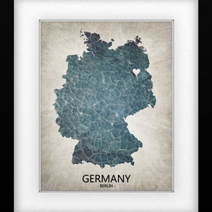 Germany Map Art Print Home Is Where The Heart Is Love Map Original Custom Map Art Print Available in Multiple Sizes image 2