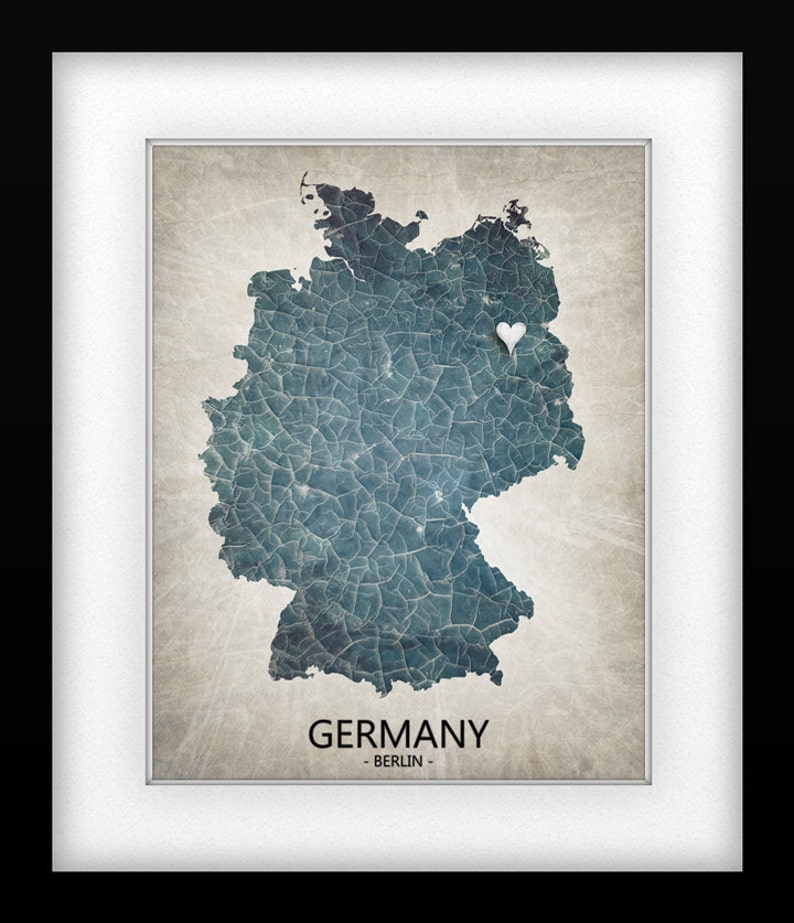 Germany Map Art Print Home Is Where The Heart Is Love Map Original Custom Map Art Print Available in Multiple Sizes image 2