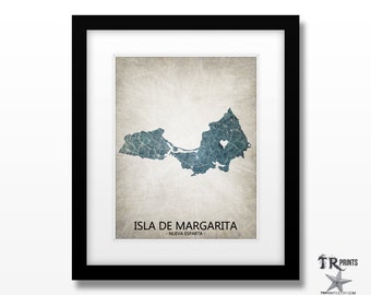 Isla De Margarita Venezuela Art Print - Home Is Where The Heart Is Love Map - Original Fine Art Print Available in Multiple Sizes & Colors