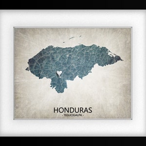 Honduras Map Art Print Home Is Where The Heart Is Love Map Original Custom Map Art Print Available in Multiple Sizes image 4