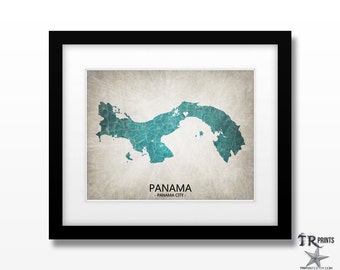 Panama Map Art Print - Home Is Where The Heart Is Love Map - Original Custom Map Art Print Available in Multiple Size and Color Options