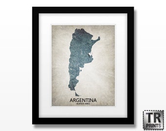 Argentina Map Art Print - Home Is Where The Heart Is Love Map - Original Custom Map Art Print Available in Multiple Size and Color Options