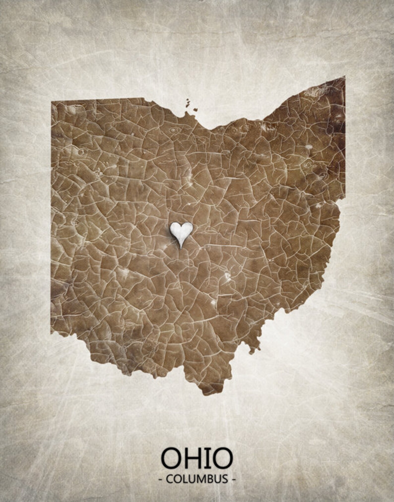Ohio State Map Art Home Town Heart Map Original Custom Map - Etsy