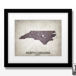 North Carolina State Map Choose your City & Color Original Custom Map Art Print Available in Multiple Size and Color Options image 1