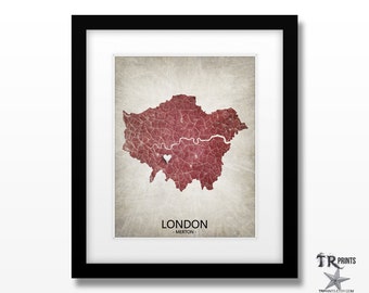 London England UK Map Print - Home Is Where The Heart Is Love Map -  Custom Map Art Print Available in Multiple Size & Color Options
