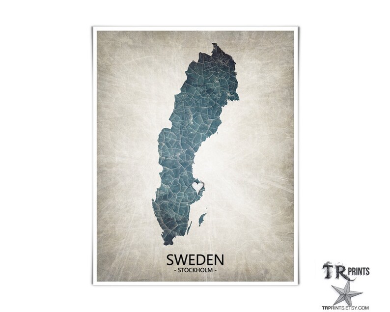 Sweden Map Home Is Where The Heart Is Love Map Original Custom Map Art Print Available in Multiple Size and Color Options image 3