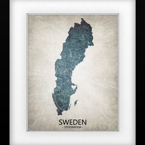 Sweden Map Home Is Where The Heart Is Love Map Original Custom Map Art Print Available in Multiple Size and Color Options image 4