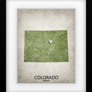 Colorado State Silhouette Map Art Print Home Town Love Original Custom Map Art Print Available in Multiple Size and Color Options image 2