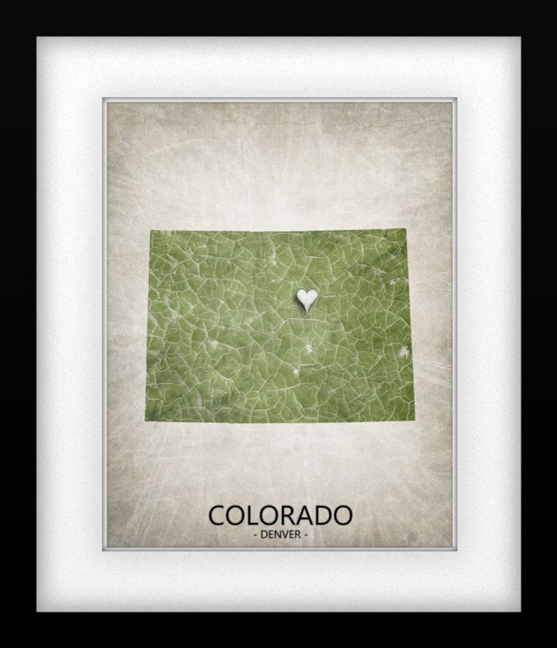 Colorado State Silhouette Map Art Print Home Town Love Original Custom Map Art Print Available in Multiple Size and Color Options image 2