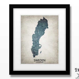 Sweden Map Home Is Where The Heart Is Love Map Original Custom Map Art Print Available in Multiple Size and Color Options image 1