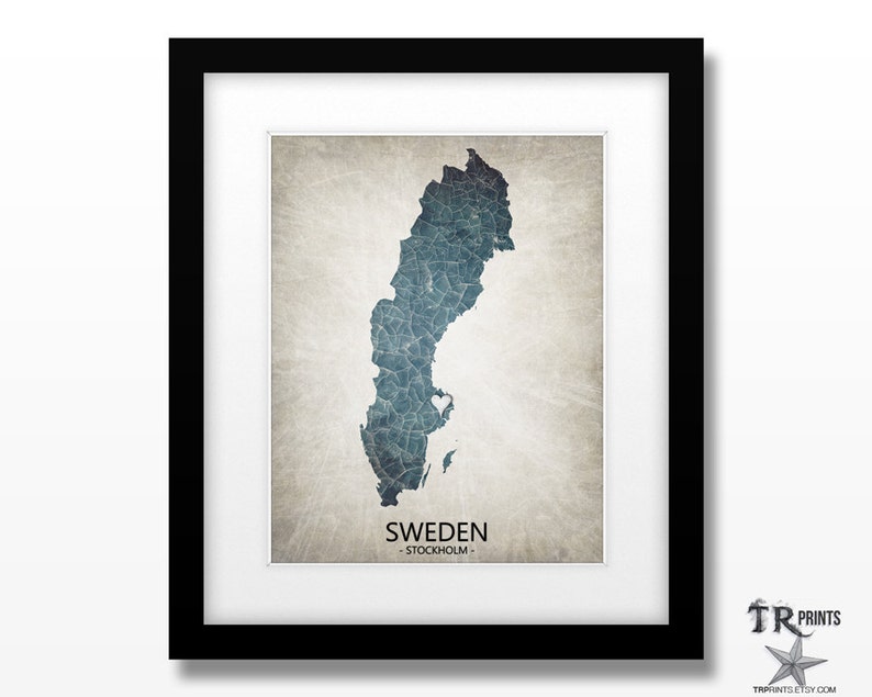 Sweden Map Home Is Where The Heart Is Love Map Original Custom Map Art Print Available in Multiple Size and Color Options image 1