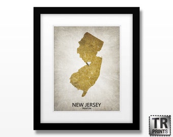 New Jersey State Personalized Map Art Print - Original Custom Map Art Print Available in Multiple Size and Color Options