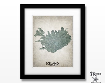 Iceland Map Art Print - Home Is Where The Heart Is Love Map - Original Custom Map Art Print Available in Multiple Size and Color Options