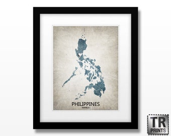 Philippines Map Art Print - Home Is Where The Heart Is Love Map - Original Custom Map Art Print Available in Multiple Size and Color Options