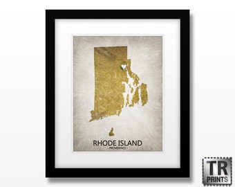 Rhode Island State Map Print - Home Town Love Heart Map - Original Custom Map Art Print Available in Multiple Size and Color Options