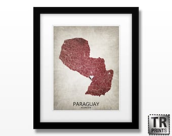 Paraguay Map Print - Home Is Where The Heart Is Love Map - Original Custom Map Art Print Available in Multiple Size and Color Options