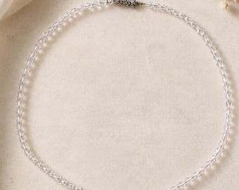 Collar de cuentas de cristal transparente estilo Murano vintage, gargantilla italiana de cristal facetado de los años 90, elegante collar de cuentas transparentes
