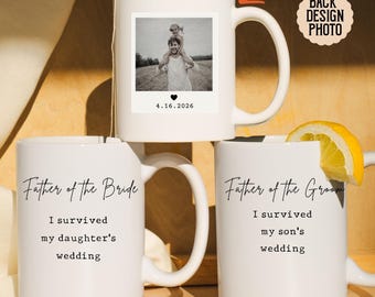 Custom Father Of The Bride Groom Mug Wedding Gift Personalized Photo Date Mug For Father In Law Funny Cup For Dad Keepsake Fathers Day Gift