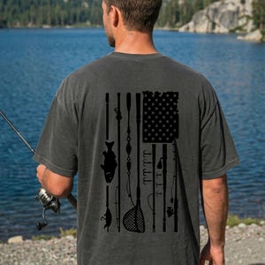 Reel Cool Dad Tshirt For Fishing Lover Outdoor Angler Tshirt Fathers Day Gift American Flag Tee For Grandpa New Dad Tshirt Present For Him