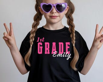 Custom Back To School Shirt 1st Grade Personalized Name Tshirt 1st Day Of School Tee Grade Level Teacher Shirt Photo Day T-shirt Gift