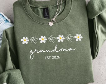 Custom Grandma Sweatshirt Est Gift Personalized Nana Shirt Grandparents Day New Grandma Cozy Mothers Day Gift For Mom Floral Tee