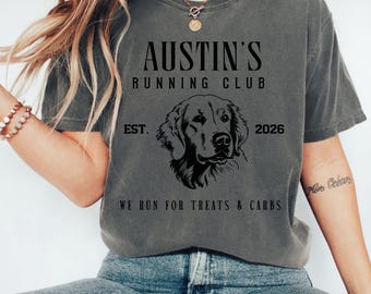 Custom Golden Retriever Dog Name Shirt Personalized Pet Lover Owner Gift for Dog Mom Dad Funny Personalized Running Training Fitness Tee