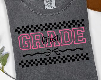 Custom Back To School Shirt Teacher Gift For Her Grade Level Tshirt First Day of School Personalized Kid School Tee First Grade Photo Day