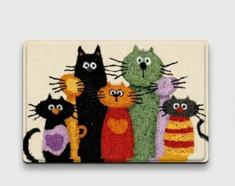 Felpudo de gato juguetón, bonito felpudo de bienvenida, alfombra de entrada para interior y exterior, regalo para amantes de los gatos, decoración divertida para el hogar.