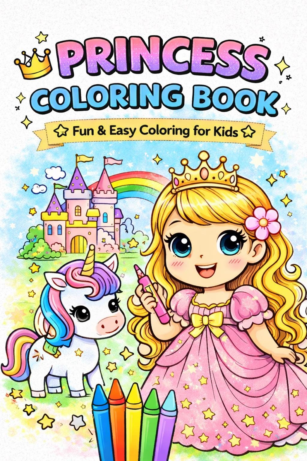 Princess Coloring Book for Kids | Printable PDF | Easy Coloring Pages