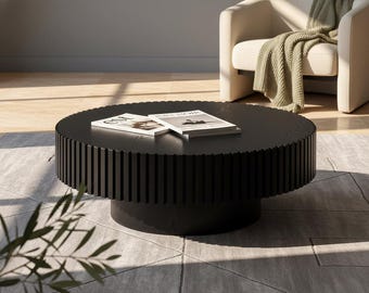 Round  Coffee Table, Mid-Century Pedestal Accent Table