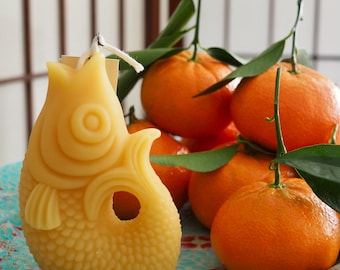 Vela de cera de abejas con forma de pez koi de la suerte, Año Nuevo Lunar, regalo asiático