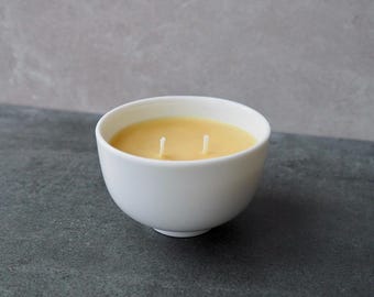 Vela pequeña de tazón de arroz chino / Vela vintage, vela de cera de abejas, mezcla de cera de abejas, regalo de vela asiática