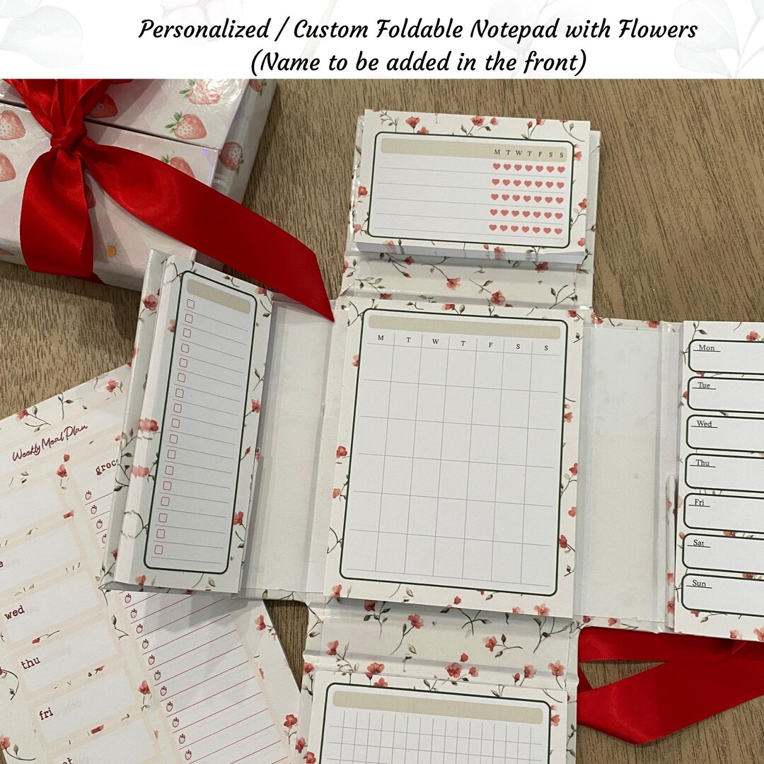 Foldable Notepad Foldable Notepad With Name | Flowered Stationery Sticky Note Holder ...