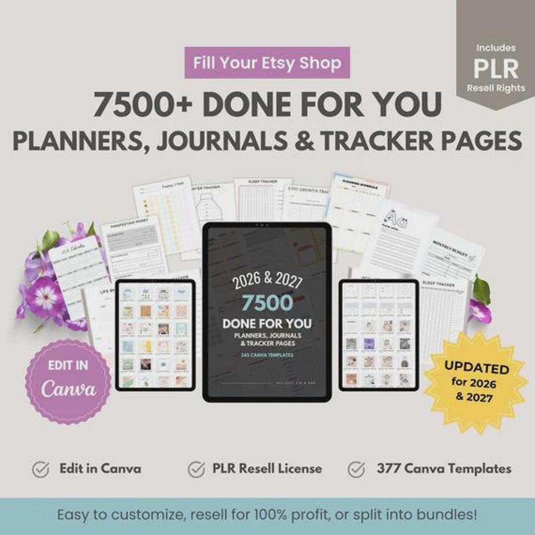 Updated 7,500 Editable Templates Bundle | Planners, Trackers, Journals ...